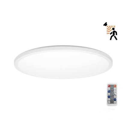 Luz LED para casa de banho com sensor de movimento e anoitecer NIVERA LED/18W/230V IP54 3000/4000/6000K diâmetro 30 cm branco + comando