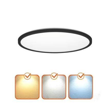 Luz LED para casa de banho com sensor de movimento e anoitecer NIVERA LED/18W/230V IP54 3000/4000/6000K diâmetro 30 cm preto + comando