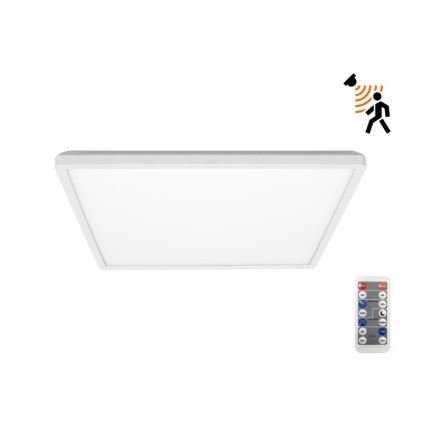 Luz LED para casa de banho com sensor de movimento e anoitecer NIVERA LED/24W/230V IP54 3000/4000/6000K 30x30 cm branco + comando