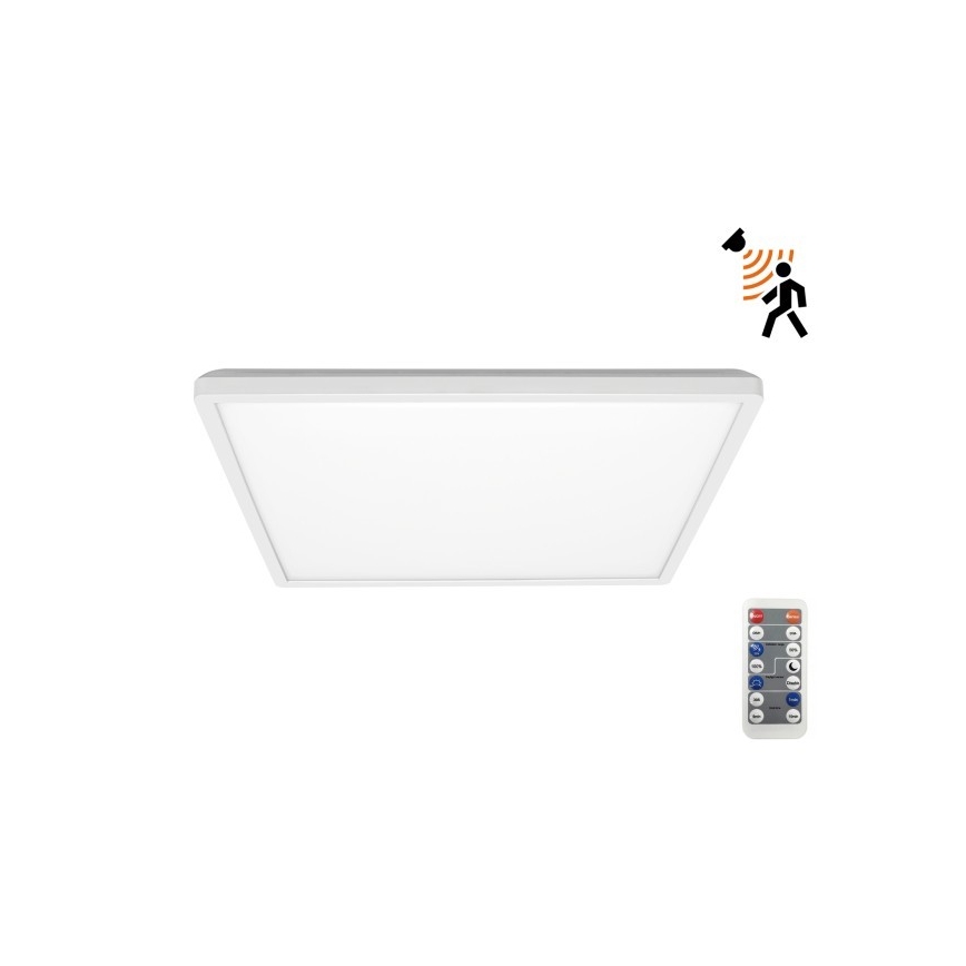 Luz LED para casa de banho com sensor de movimento e anoitecer NIVERA LED/24W/230V IP54 3000/4000/6000K 30x30 cm branco + comando