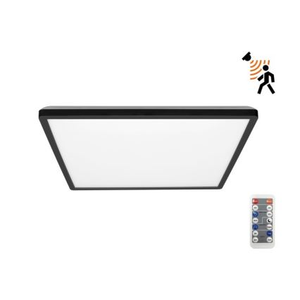 Luz LED para casa de banho com sensor de movimento e anoitecer NIVERA LED/24W/230V IP54 3000/4000/6000K 30x30 cm preto + comando