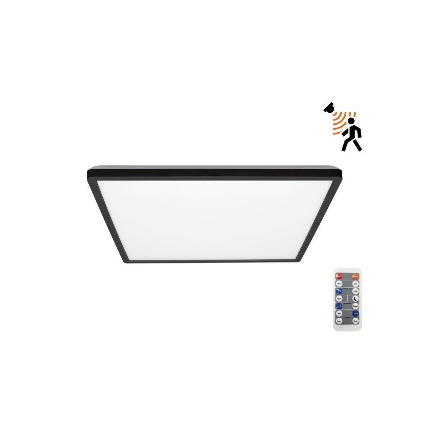 Luz LED para casa de banho com sensor de movimento e anoitecer NIVERA LED/24W/230V IP54 3000/4000/6000K 30x30 cm preto + comando
