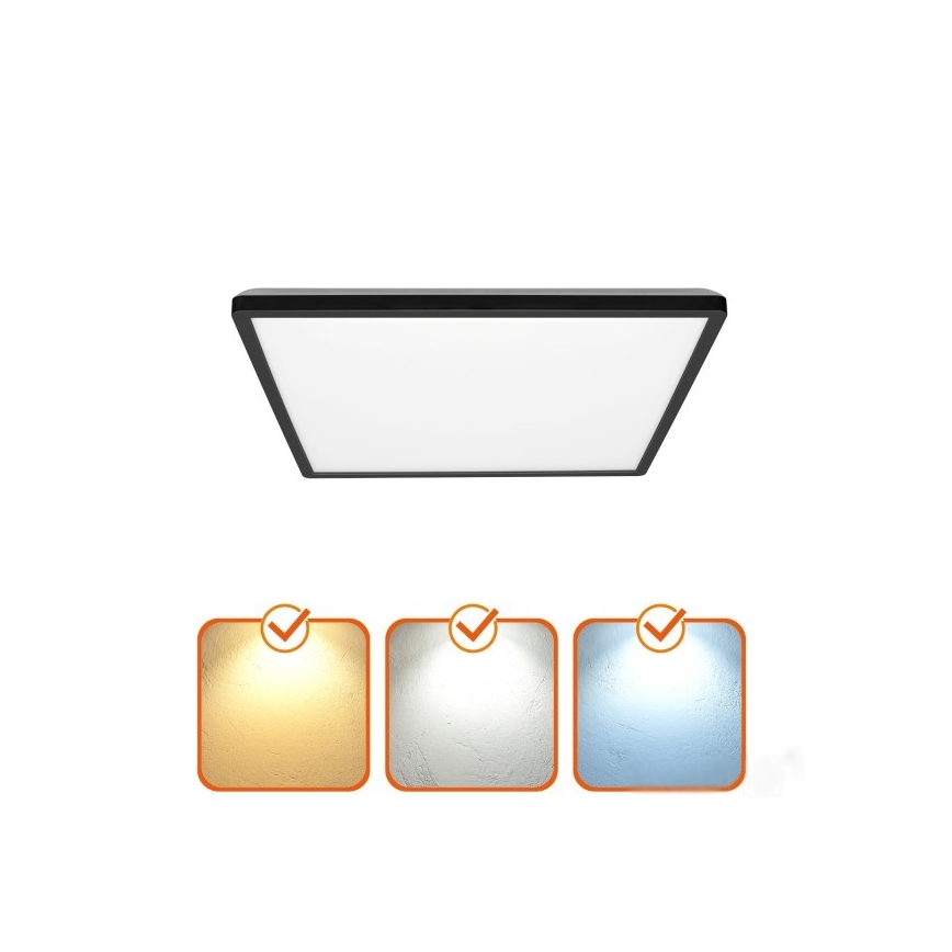 Luz LED para casa de banho com sensor de movimento e anoitecer NIVERA LED/24W/230V IP54 3000/4000/6000K 30x30 cm preto + comando
