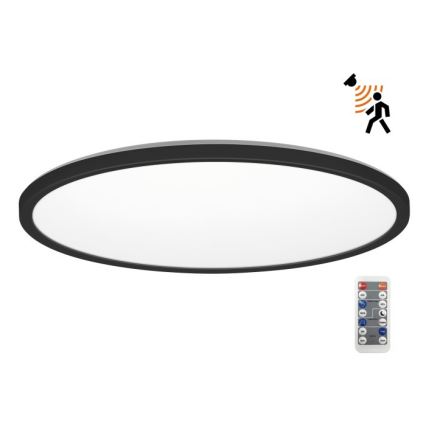 Luz LED para casa de banho com sensor de movimento e anoitecer NIVERA LED/32W/230V IP54 3000/4000/6000K diâmetro 42 cm preto + comando