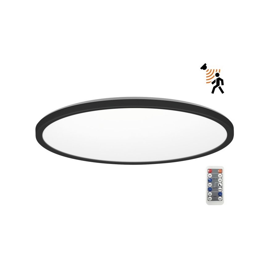 Luz LED para casa de banho com sensor de movimento e anoitecer NIVERA LED/32W/230V IP54 3000/4000/6000K diâmetro 42 cm preto + comando