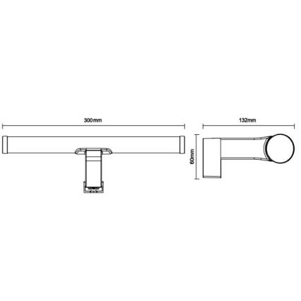 Iluminação LED para espelho de casa de banho LED/8W/230V 30 cm IP44 preta