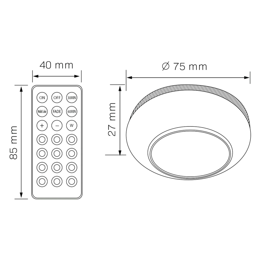 Iluminação LED RGBW para mobília com regulação LED/0,5W/4,5V 3xAAA branco + comando