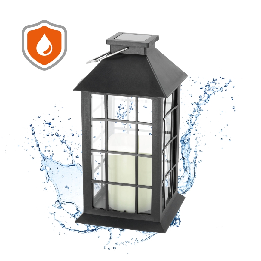 LED Iluminação suspensa solar LED/0,02W/1,2V 1xAA 2700K IP44 200 mAh preto