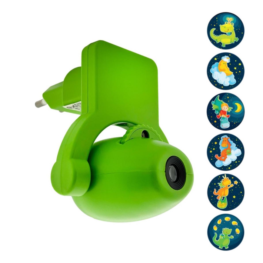 Iluminação noturna de criança LED com projetor LED/0,5W/230V verde