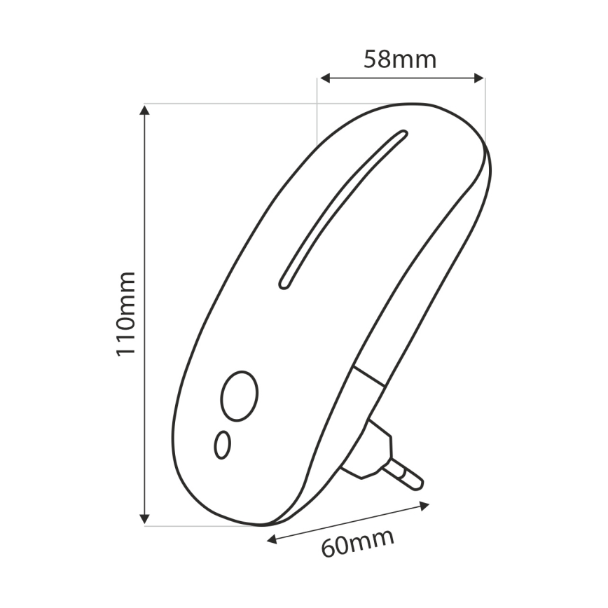 Iluminação noturna LED com sensor LED/1W/230V branco