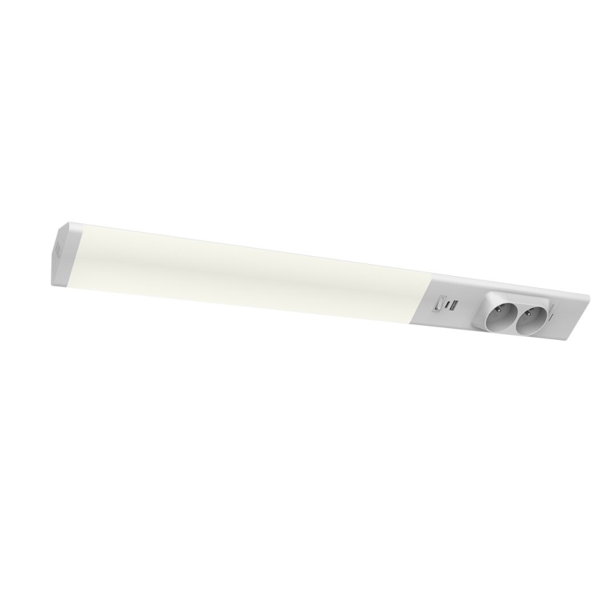 Iluminação para armário de cozinha LED com gavetas e USB portas LED/18W/230V 4000K prateado
