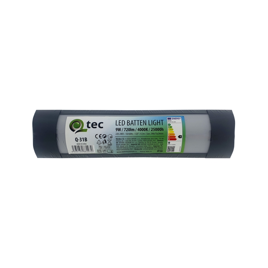 Iluminação para armário de cozinha LED QTEC LED/9W/230V 30 cm preto
