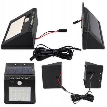 Iluminação solar de parede LED com sensor e painel exterior LED/0,55W/3,7V 1200 mAh IP65