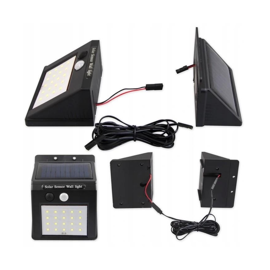 Iluminação solar de parede LED com sensor e painel exterior LED/0,55W/3,7V 1200 mAh IP65