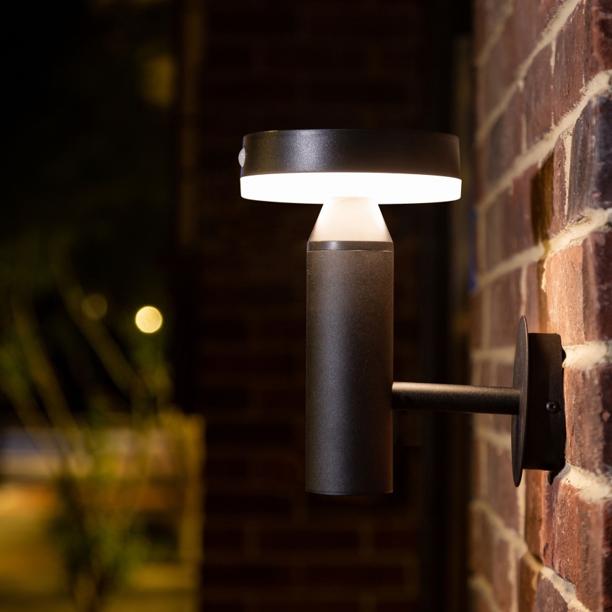 Iluminação solar de parede LED com sensor GWINEA LED/4,5W/3,7V IP44 preto
