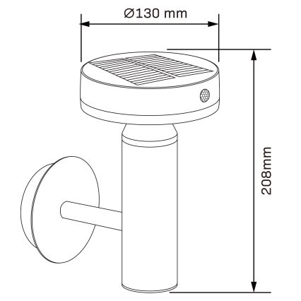 Iluminação solar de parede LED com sensor GWINEA LED/4,5W/3,7V IP44 preto