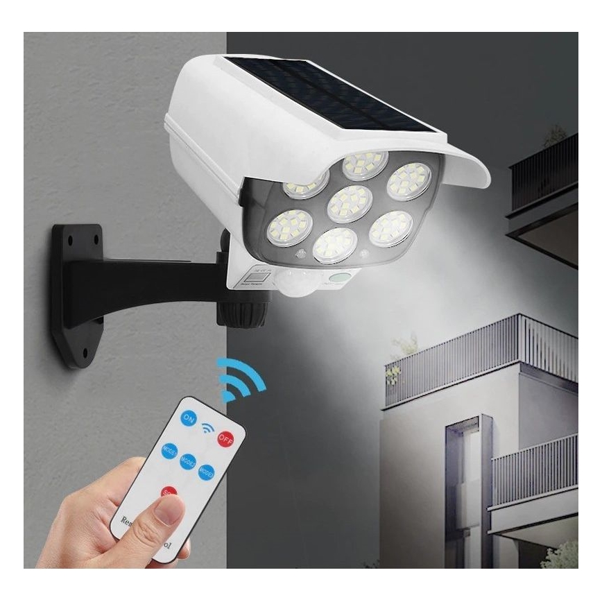 LED Solar maketa bezpečnostní kamery com sensor KAMERA LED/1W/3,7V IP44 + controlo remoto