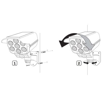 LED Solar maketa bezpečnostní kamery com sensor KAMERA LED/1W/3,7V IP44 + controlo remoto