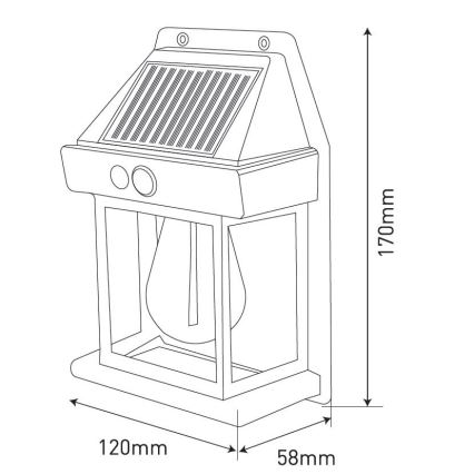 Iluminação solar de parede LED com sensor LANTER LED/1W/3,7V IP44 branco