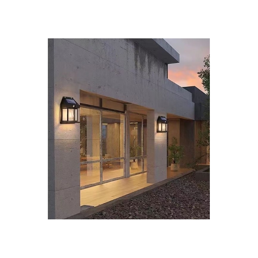 Iluminação solar de parede LED com sensor LANTER LED/1W/3,7V IP44 preto
