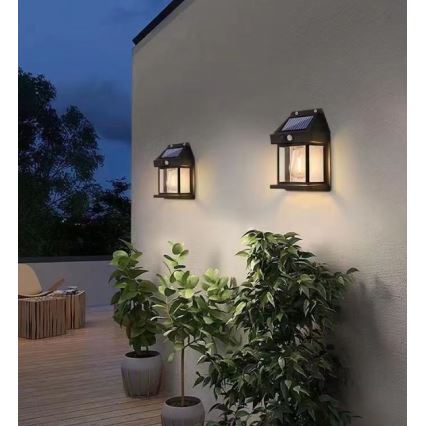 Iluminação solar de parede LED com sensor LANTER LED/1W/3,7V IP44 preto