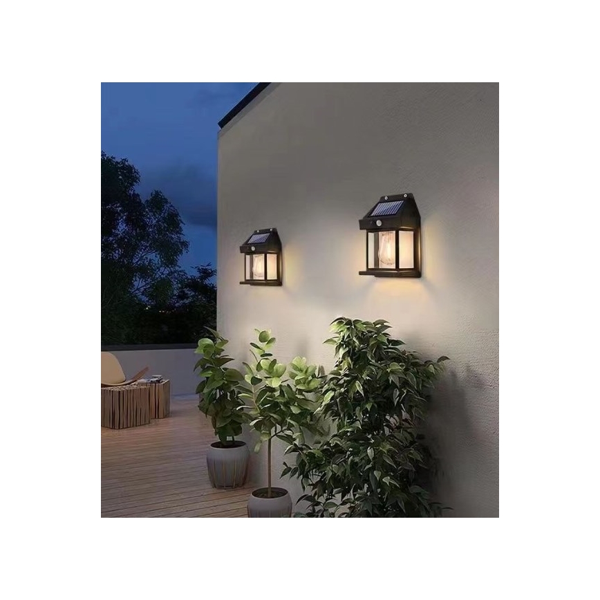 Iluminação solar de parede LED com sensor LANTER LED/1W/3,7V IP44 preto