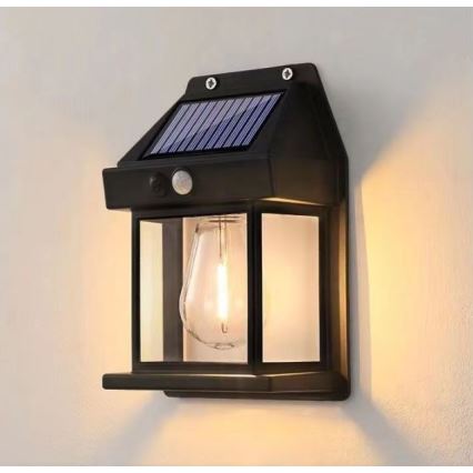 Iluminação solar de parede LED com sensor LANTER LED/1W/3,7V IP44 preto
