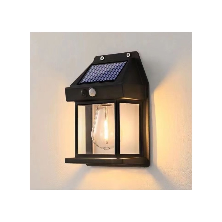 Iluminação solar de parede LED com sensor LANTER LED/1W/3,7V IP44 preto