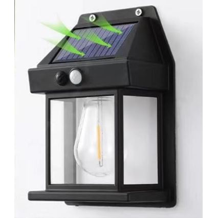 Iluminação solar de parede LED com sensor LANTER LED/1W/3,7V IP44 preto