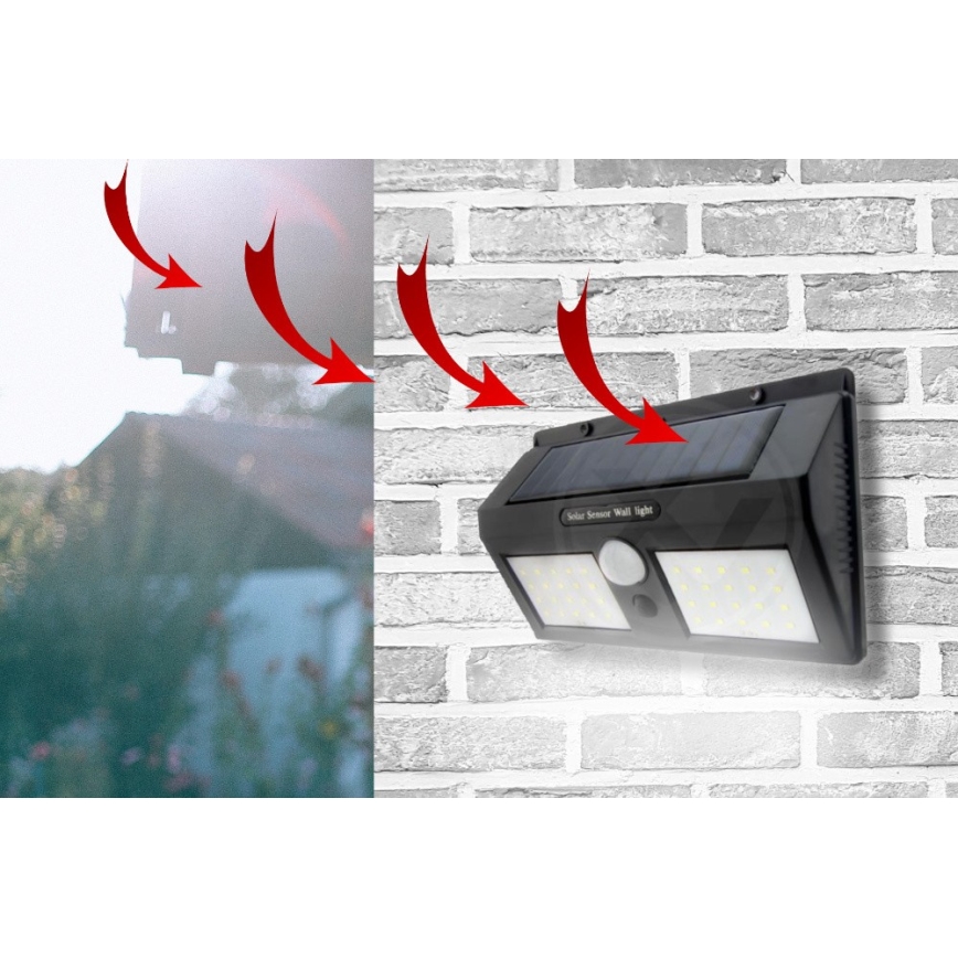 Iluminação solar de parede LED com sensor LED/1,2W/3,7V IP54