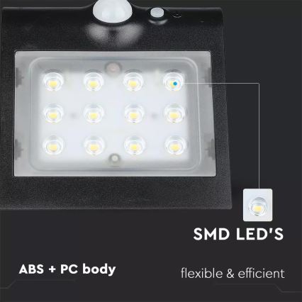 Iluminação solar de parede LED com sensor LED/1.5W/3,7V IP65 1200 mAh
