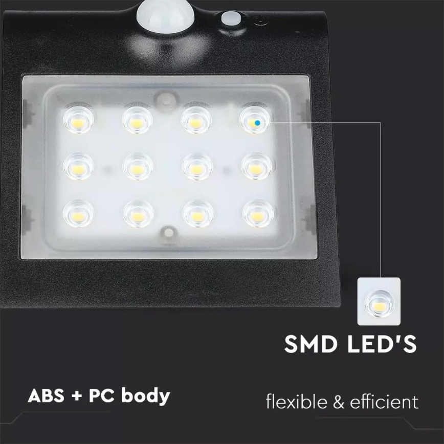 Iluminação solar de parede LED com sensor LED/1.5W/3,7V IP65 1200 mAh
