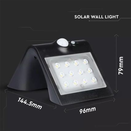 Iluminação solar de parede LED com sensor LED/1.5W/3,7V IP65 1200 mAh