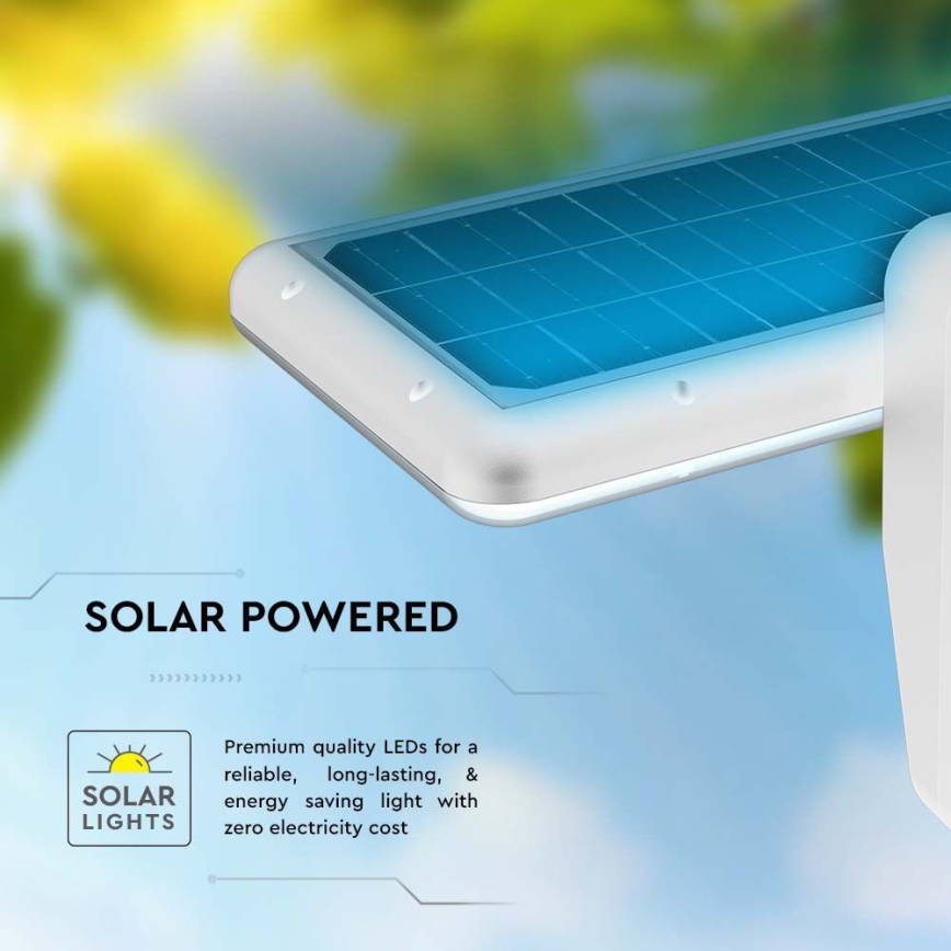 Iluminação solar de parede LED com sensor LED/15W/3,2V 4000K/6000K IP65 branco