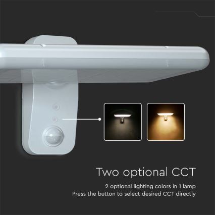 Iluminação solar de parede LED com sensor LED/15W/3,2V 4000K/6000K IP65 branco