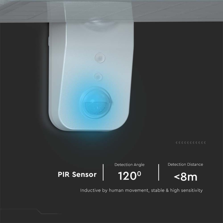 Iluminação solar de parede LED com sensor LED/15W/3,2V 4000K/6000K IP65 branco