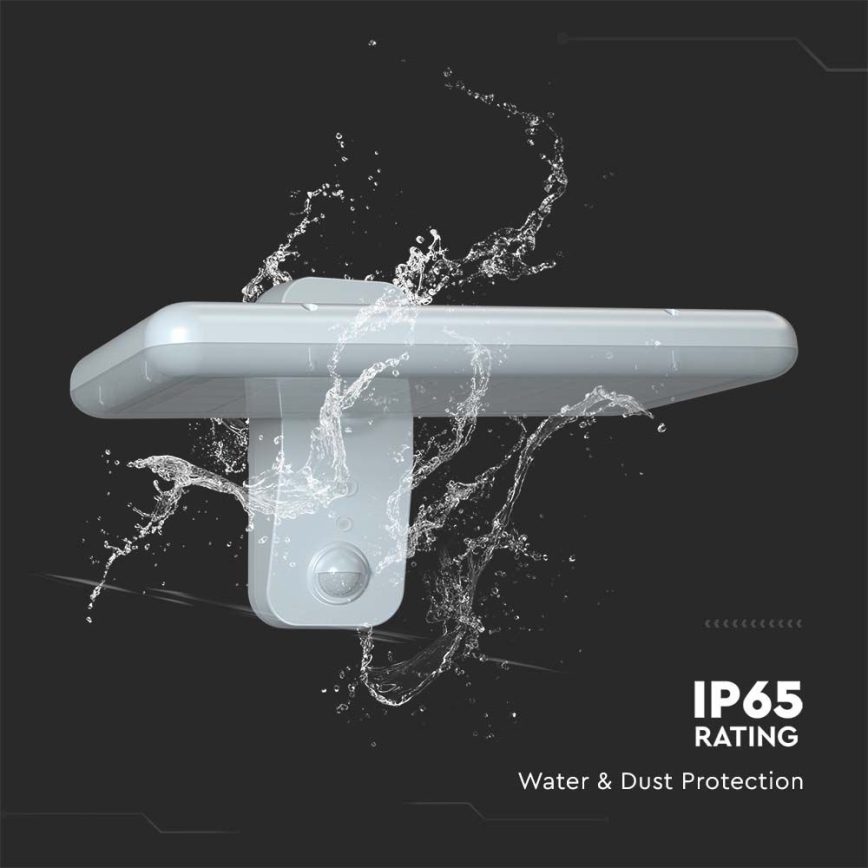 Iluminação solar de parede LED com sensor LED/15W/3,2V 4000K/6000K IP65 branco