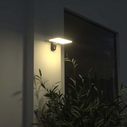 Iluminação solar de parede LED com sensor LED/15W/3,2V 4000K/6000K IP65 preto