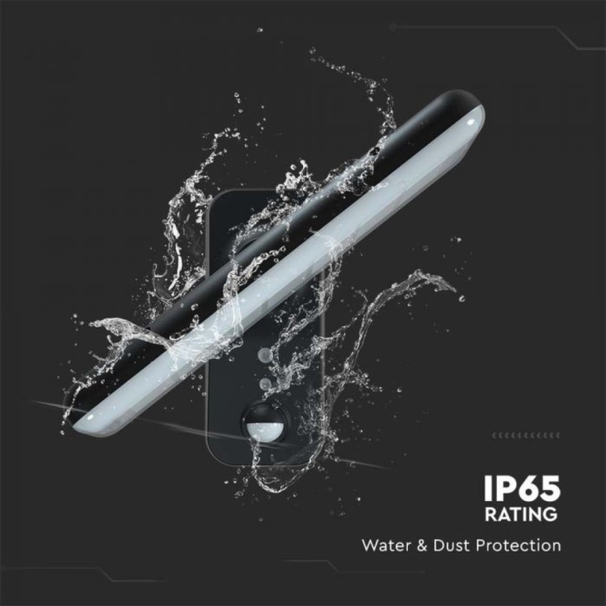 Iluminação solar de parede LED com sensor LED/15W/3,2V 4000K/6000K IP65 preto