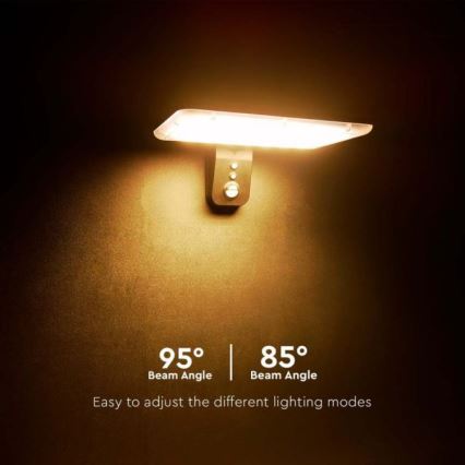 Iluminação solar de parede LED com sensor LED/15W/3,2V 4000K/6000K IP65 preto