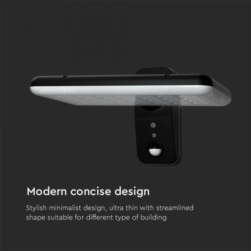 Iluminação solar de parede LED com sensor LED/15W/3,2V 4000K/6000K IP65 preto