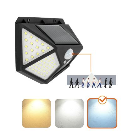Iluminação solar de parede LED com sensor LED/1W/3,7V 6500K IP44
