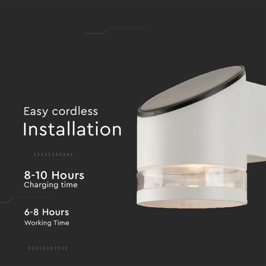 Iluminação solar de parede LED com sensor LED/1W/3,7V IP54 3000K 1200 mAh branco