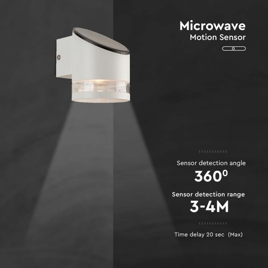 Iluminação solar de parede LED com sensor LED/1W/3,7V IP54 3000K 1200 mAh branco