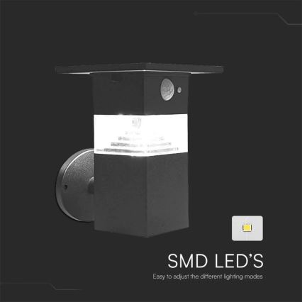 Iluminação solar de parede LED com sensor LED/2,5W/3,7V IP54 3000K