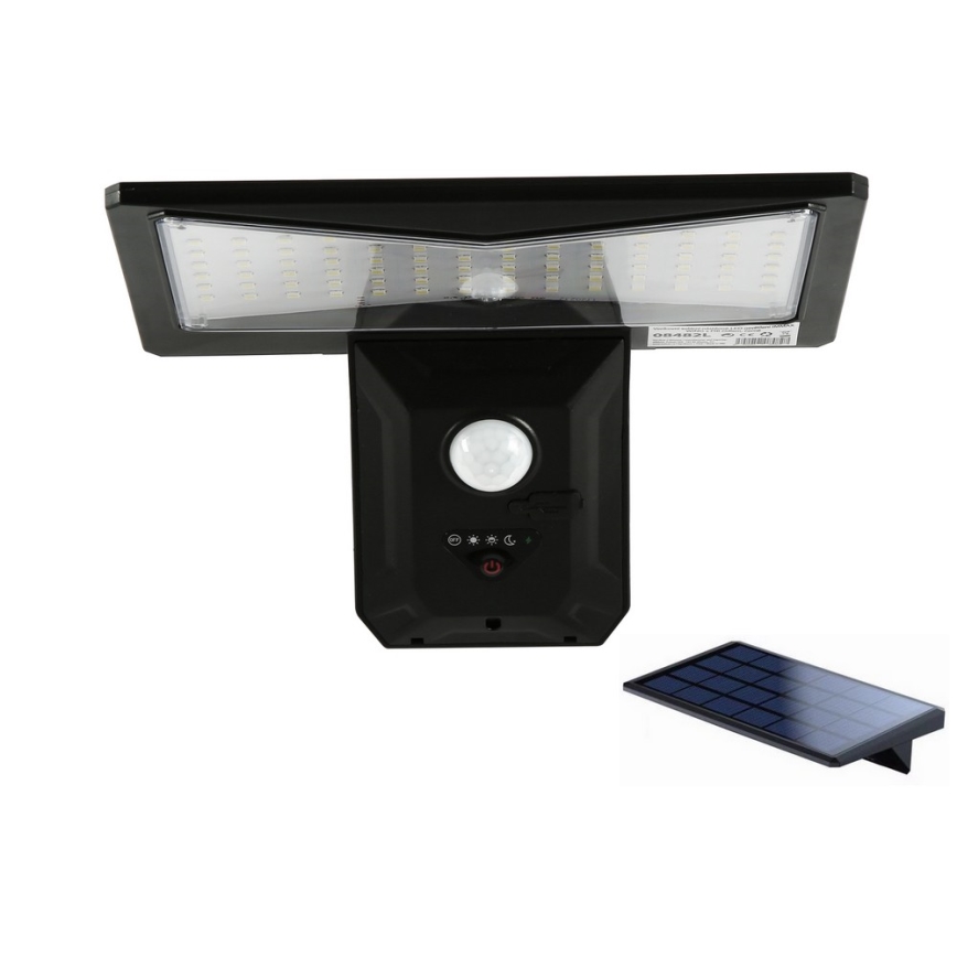 Iluminação solar de parede LED com sensor LED/2,6W/5,5V IP65 1800 mAh preto