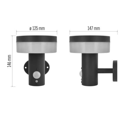 Iluminação solar de parede LED com sensor LED/2W/3,7V 1200 mAh IP44