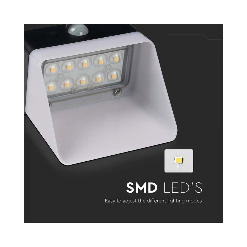 Iluminação solar de parede LED com sensor LED/2W/3,7V 4000K IP65