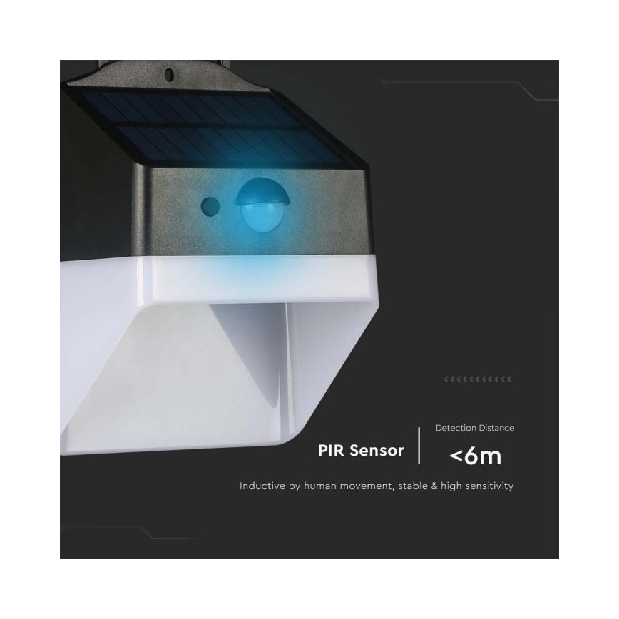 Iluminação solar de parede LED com sensor LED/2W/3,7V 4000K IP65