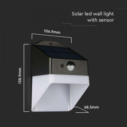 Iluminação solar de parede LED com sensor LED/2W/3,7V 4000K IP65
